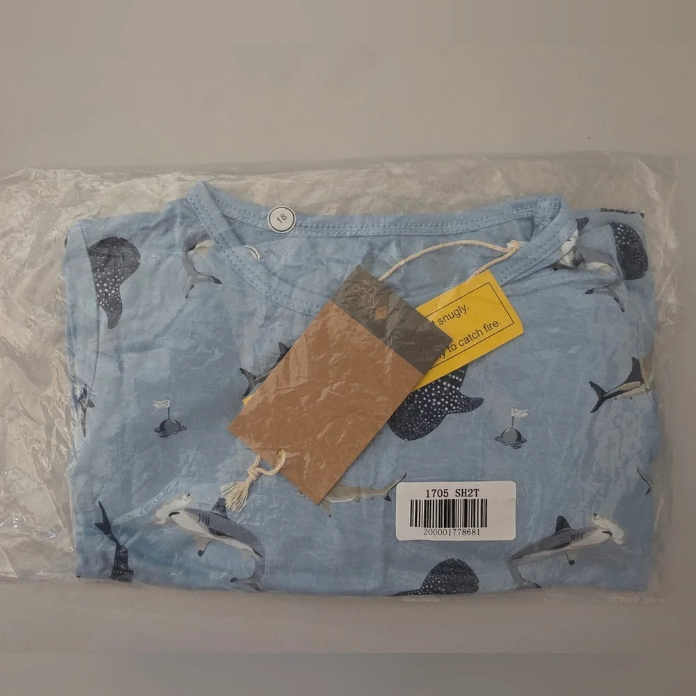 NWT Kyte Baby Short Sleeve Toddler Pajama Set in Stream Shark Size 2T - Picture 9 of 9